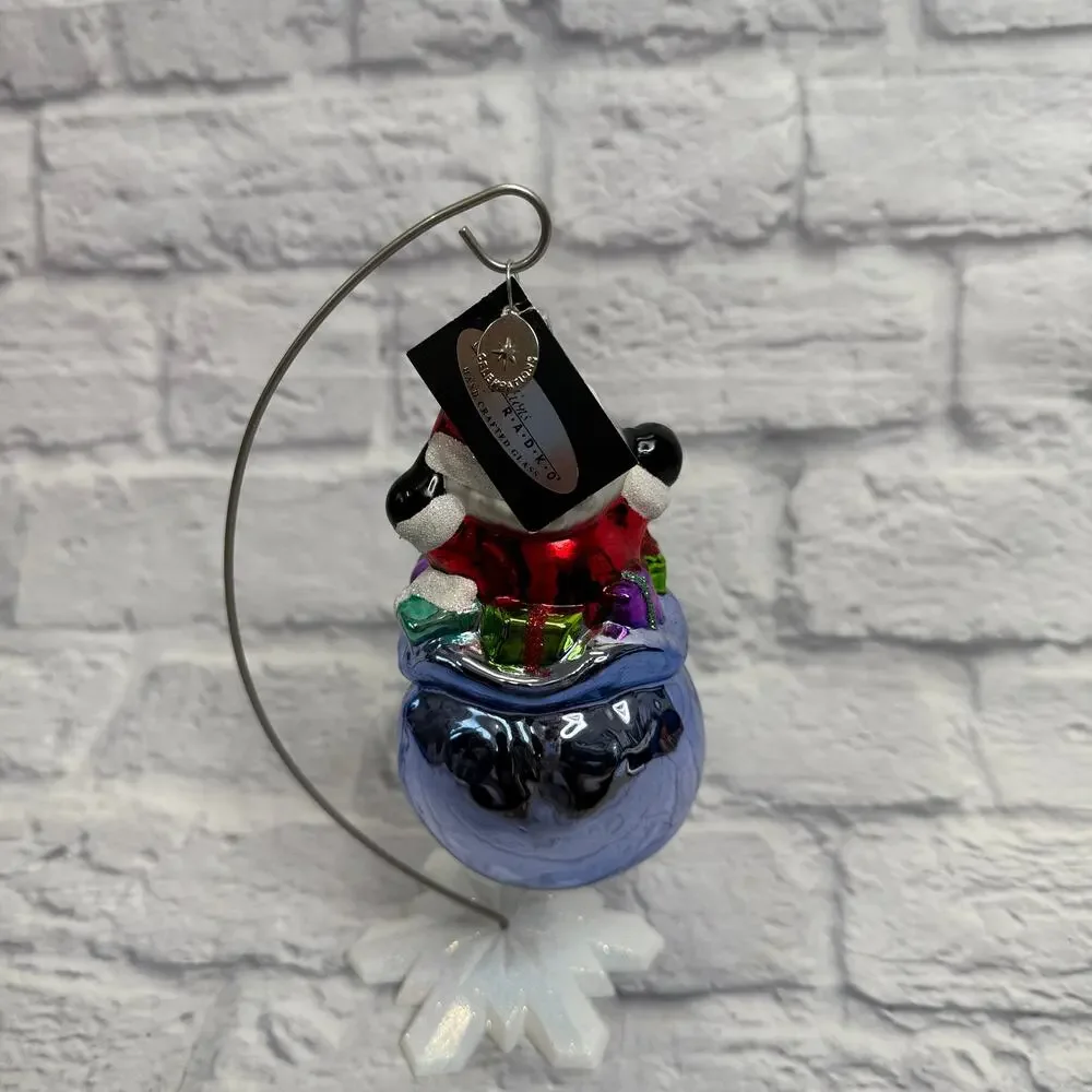 Celebrations Radko 2014 Blown Glass Ornament Santa in Present Bag w/ tags